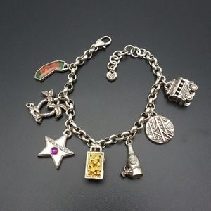 Brighton California State Multi Charm Bracelet 7.5"